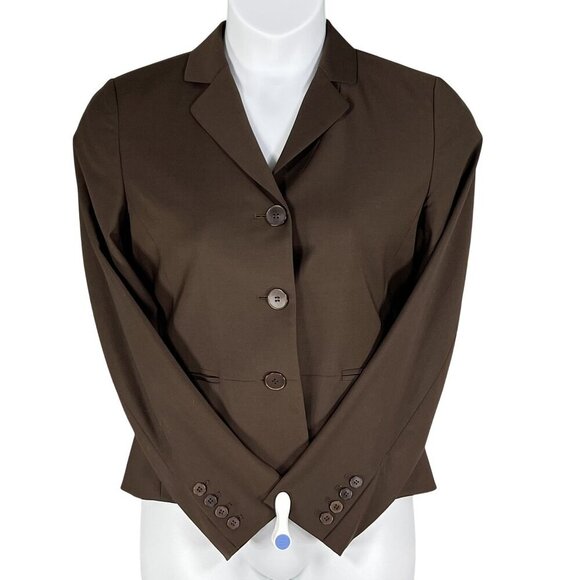 Talbots Womens 6 Chocolate Brown 87% Wool 3 Button Tailored Blazer Career Jacket - Picture 7 of 14